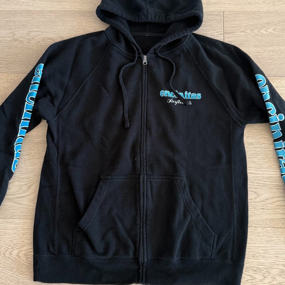 Encinitas Surfboards Zip Hoodie Sweatshirt - Black - Small